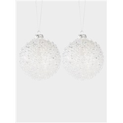 Игрушка елочная, 8 см, 2 шт, стекло, Шар с каплями, Event