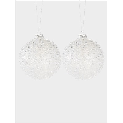 Игрушка елочная, 8 см, 2 шт, стекло, Шар с каплями, Event