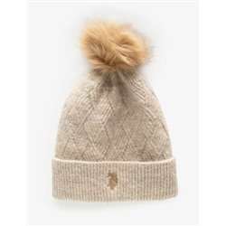 WOMENS POM POM MARLED BEANIE