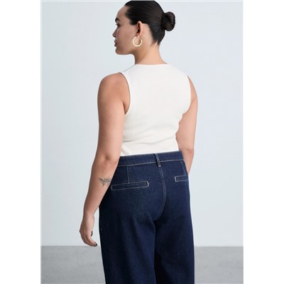 Jeans wideleg pinzas rinse wash