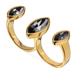 Кольцо Эйва (кристаллы SW темно-серые; покрытие золото), Есть комплект