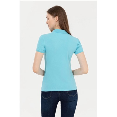 Kadın Turkuaz Basic Polo Yaka Tişört