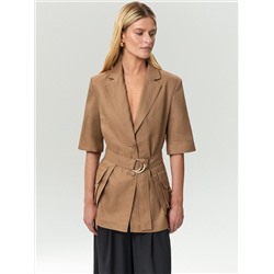 Жакет изо льна с поясом и накладными караманами, ML835/organica