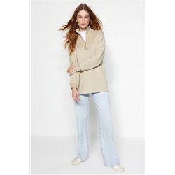 TRENDYOL MODEST Taş Kol ve Yaka Detaylı Fermuarlı Örme Sweatshirt TCTAW24TW00010