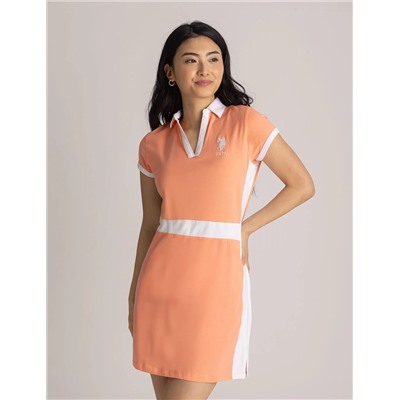 COLOR BLOCK PANEL POLO DRESS