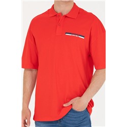 Erkek Kırmızı Oversize Polo Yaka Tişört