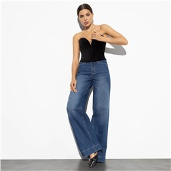 Джинсы палаццо с оригинальной нашивкой, Milan (mid blue)