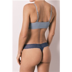 Tanga encaje animal print azul