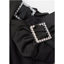 Kurze Socken aus Tüll mit Strassschnalle