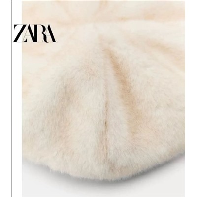 Зимний теплый берет из искусственного меха кролика ZAR*A