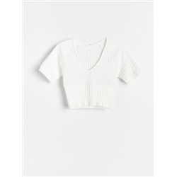 Oberteil aus Rippstrickjersey