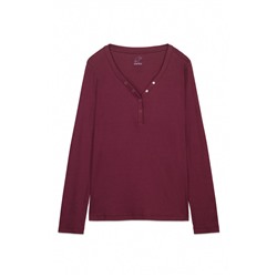 Camiseta manga larga algodón canalé granate