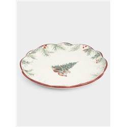 Тарелка закусочная, 20 см, керамика D, белая, Лошадка у елки, Festival