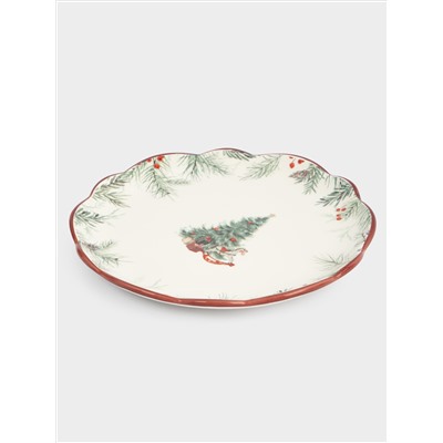 Тарелка закусочная, 20 см, керамика D, белая, Лошадка у елки, Festival