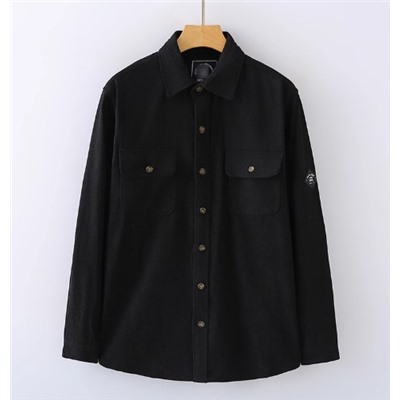 Мужская однотонная вельветовая рубашка