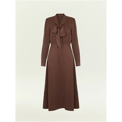 Платье миди с воротником-бантом из 100% вискозы, PL1652/und