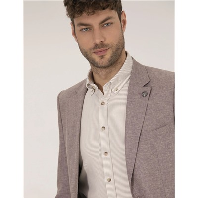 Gül Kurusu Keten Karışımlı Blazer Ceket