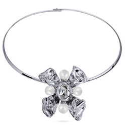 Колье Грациоза (кристаллы SW белые, Майорка; покрытие родий), Есть комплект