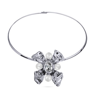 Колье Грациоза (кристаллы SW белые, Майорка; покрытие родий), Есть комплект