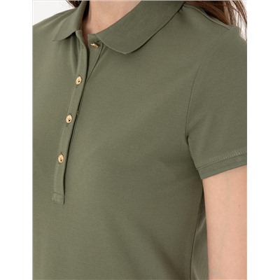 Haki Regular Fit Pamuklu Polo Yaka Basic Tişört