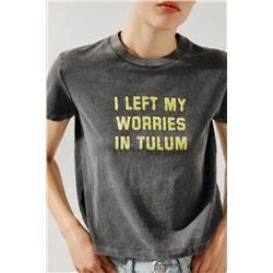 WASHED T-SHIRT WITH SLOGAN