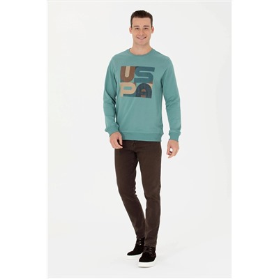 Erkek Mint Bisiklet Yaka Sweatshirt