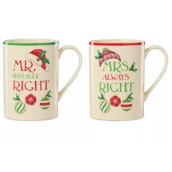 Lenox Mr. & Mrs. Holiday Mugs, Set of 2