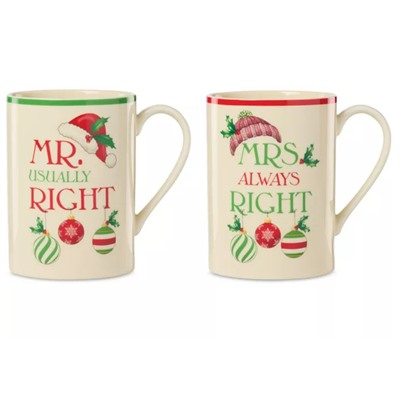 Lenox Mr. & Mrs. Holiday Mugs, Set of 2