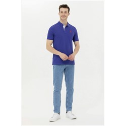 Erkek Mavi Basic Polo Yaka Tişört