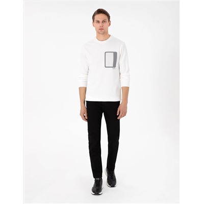 Ekru Regular Fit Bisiklet Yaka Sweatshirt