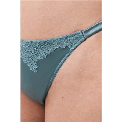 Tanga tira microfibra satinada azul