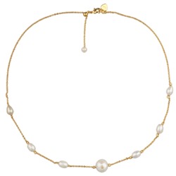 Колье (жемчуг белый, фианит; покрытие золото) 36-41см, Есть комплект