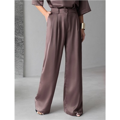 Брюки палаццо широкие из струящегося сатина