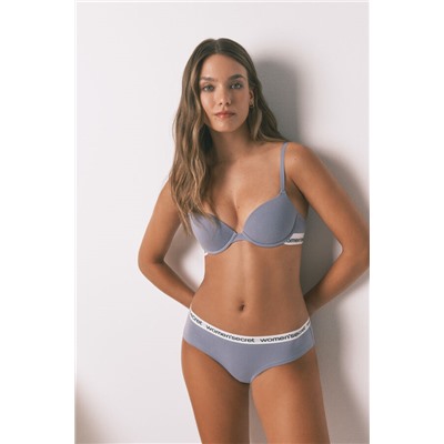 Pack bragas brasileñas anchas algodón logo