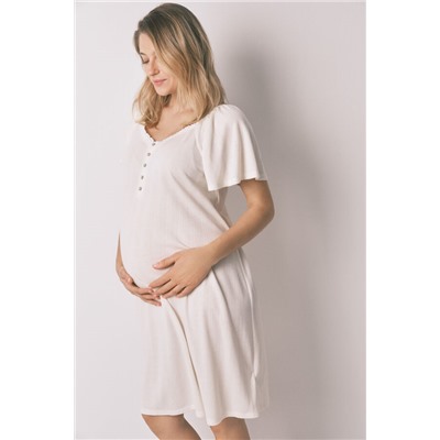 Camisón "maternity" blanco pointelle volante