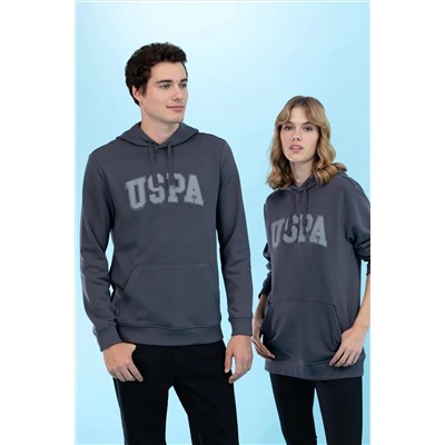 Antrasit Kapüşonlu Basic Sweatshirt