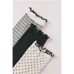 Pack 3 calcetines largos estampado blanco y negro