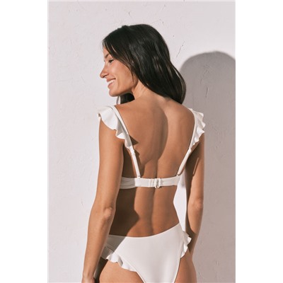 Top bikini push up aro volante blanco