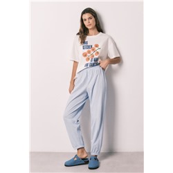 Pantalón carrot 100% algodón estampado rayas