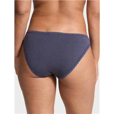 Cotton Pointelle Lace-Waist Bikini