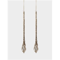 Игрушка елочная, 25 см, 2 шт, стекло, шампань, Сосулька, Event