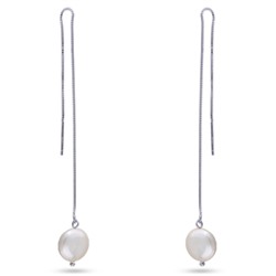 Серьги (жемчуг барочный белый 12мм; покрытие родий), Есть комплект