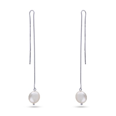 Серьги (жемчуг барочный белый 12мм; покрытие родий), Есть комплект