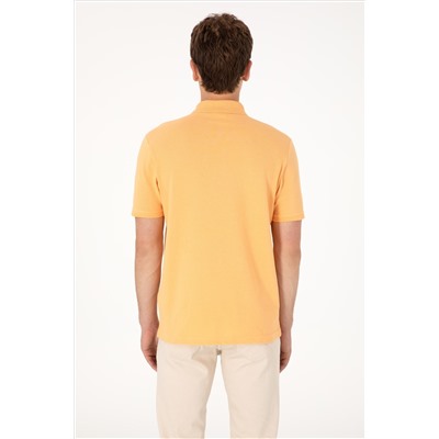 Erkek Regular Fit Polo Yaka Turuncu Basic Tişört