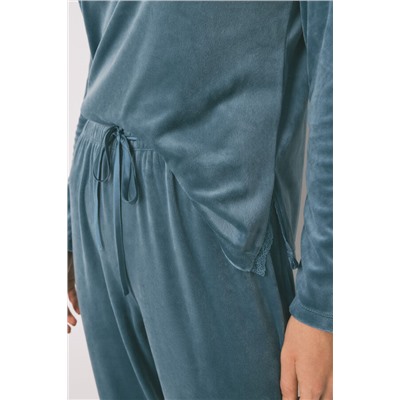 Pijama largo terciopelo verde