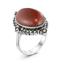 Серьги из чернёного серебра с сердоликом марказитами 925 пробы HE-643с