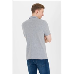 Erkek Gri Melanj Basic Polo Yaka Tişört