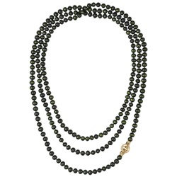 Колье (жемчуг зеленый 8-9мм, фианит; покрытие золото) 200см