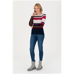 Kadın Lacivert Bisiklet Yaka Kazak