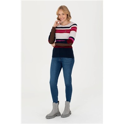 Kadın Lacivert Bisiklet Yaka Kazak